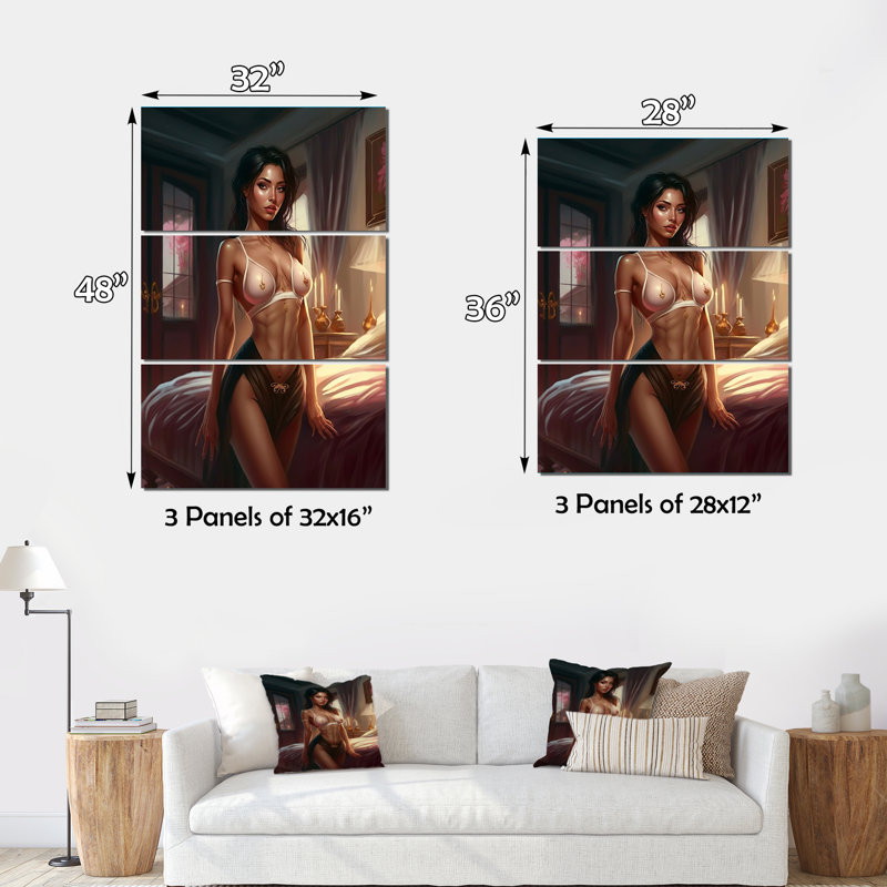 «Gorgeous Morning Glory V - Woman Sensual», ensemble d'art sur toile, H 28 po x l 36 po x P 1 po