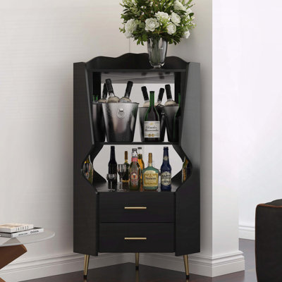 Bar en bois avec dossier en miroir