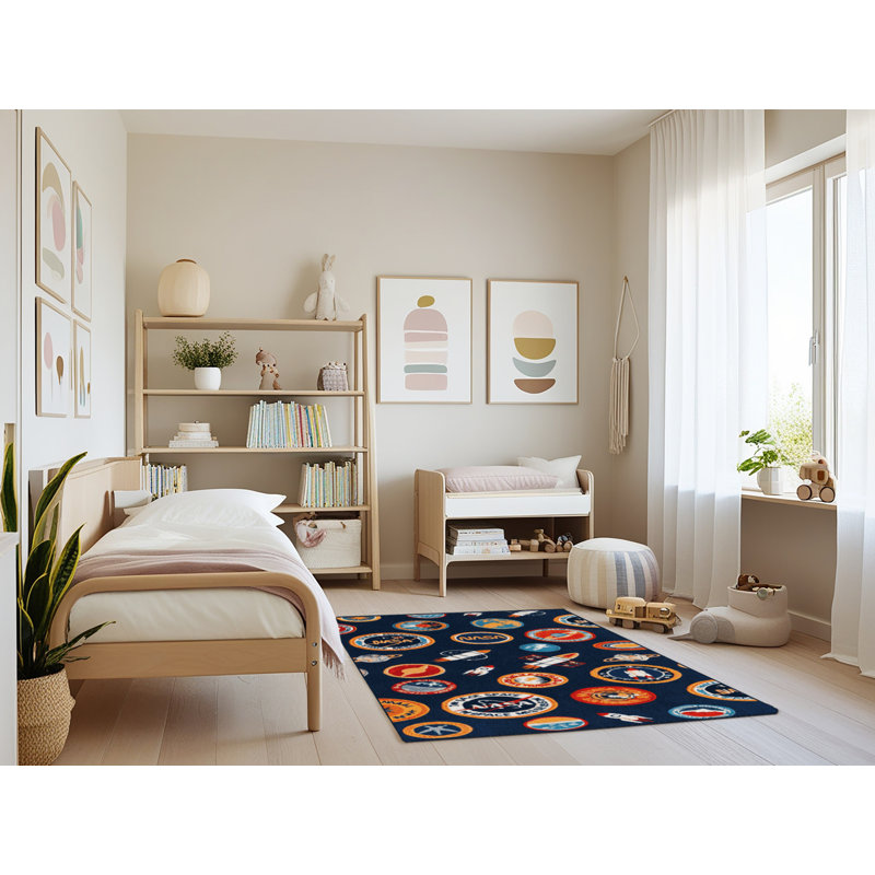 Tapis bleu lavable à la machine, Rectangulaire 3 pi x 5 pi