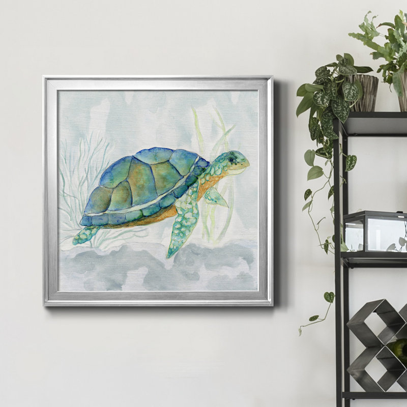 «Riding the Current I», peinture sur toile encadrée, Cadre argenté, H 17,5 po x l 17,5 po x P 1,5 po
