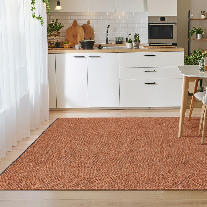 Tapis moderne à carreaux antidérapant lavable, Rectangulaire 8 pi x 10 pi