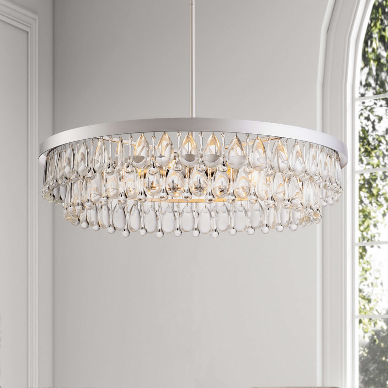 Lustre en cristal argenté mat 24 lumières 6 lumières Niasia
