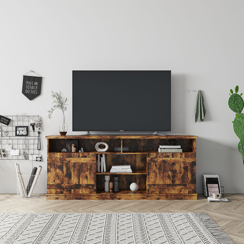 Crédence de rangement une pièce l 74,8 po Arinjay avec tablettes ouvertes, Noyer
