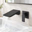 Robinet de lavabo mural noir mat avec bec en cascade et robinet d'encastrement