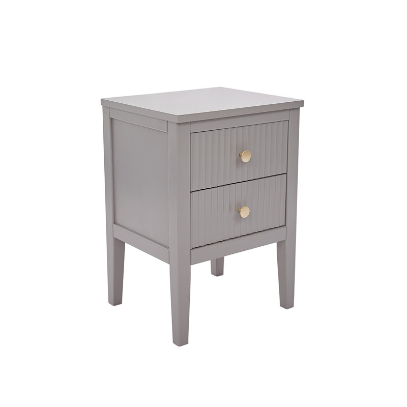 Amiere 42cm W Solid + Manufactured Wood Bedside Table, Grey