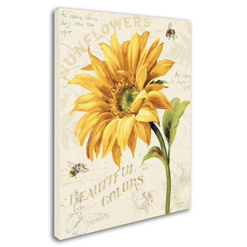 Sunflower and Bees Yellow Floral Framed Canvas Art
