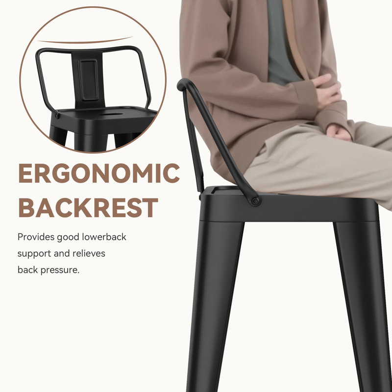 Metal Counter And Bar Stools, Bar Stool (30” Seat Height), Black