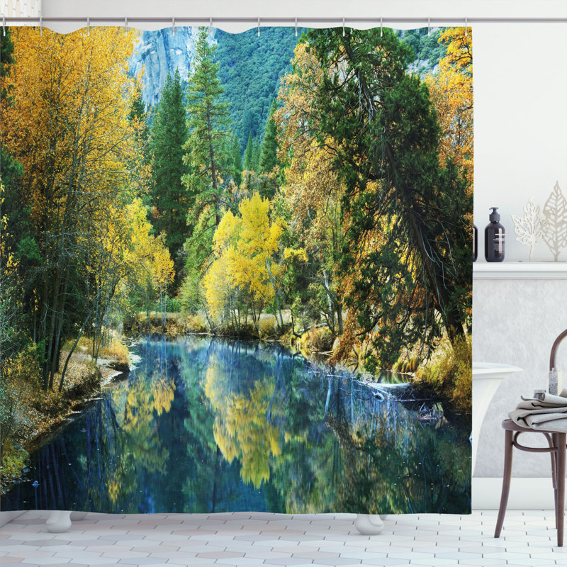 Ensemble de rideau de douche et crochets Nature, H 70 po x l 69 po