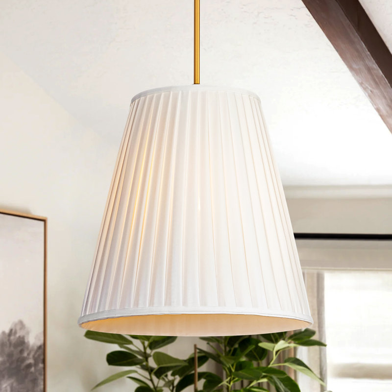 Elvaris 19" 1-Light Pleated White Fabric Pendant