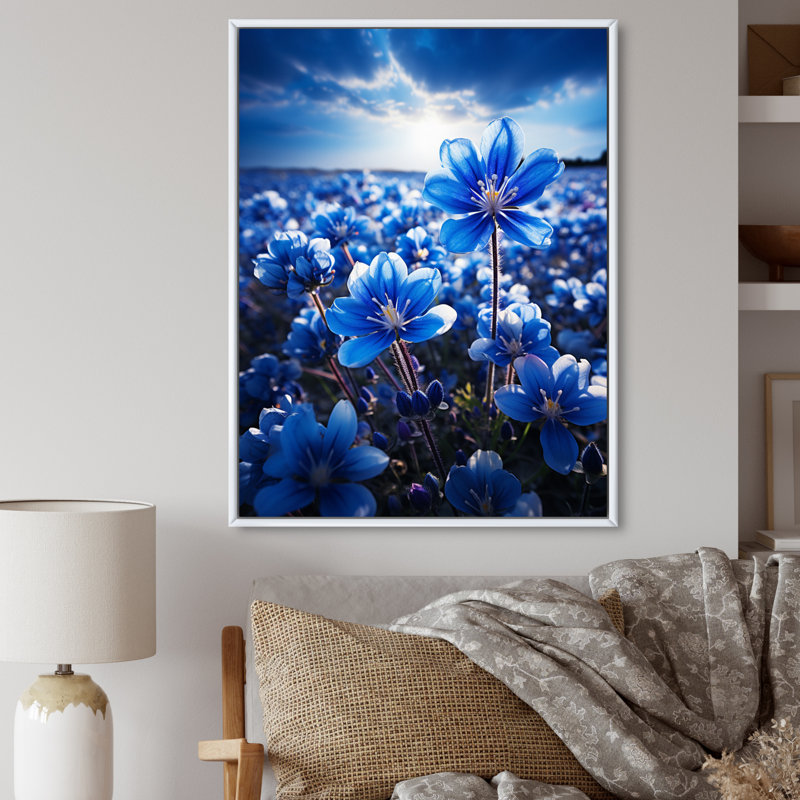Bluebonnets Flower Blissful I - impression, H 40 po x l 30 po x P 1,5 po, Cadre flottant blanc