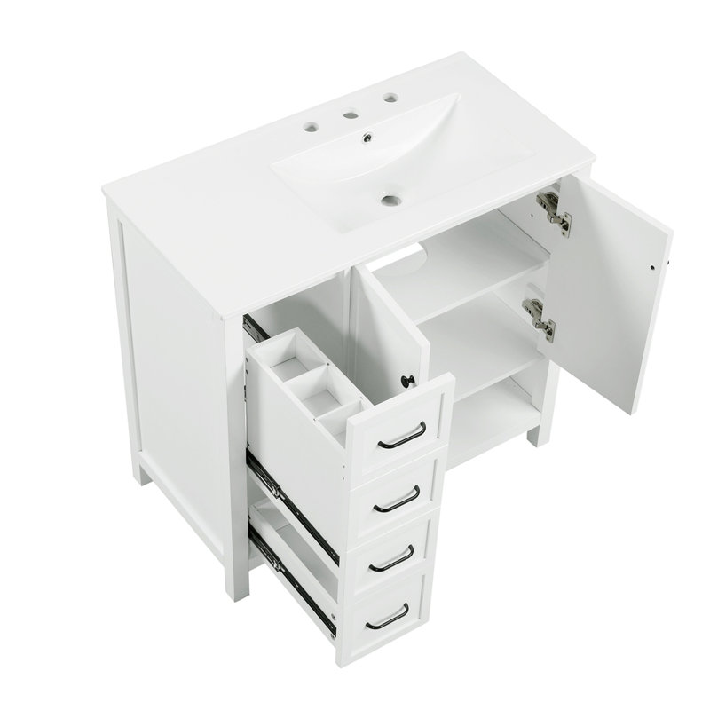 Meuble-lavabo simple 36 po avec plateau en céramique Carollou