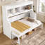 Lit escamotable simple avec bureau et tablettes de rangement - Lit mural peu encombrant pour petites pièces et bureau personnel, blanc-1435259611