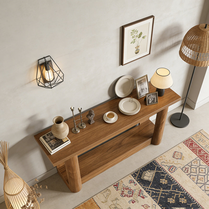 2-Tier Farmhouse Console Table Entryway Sofa Table