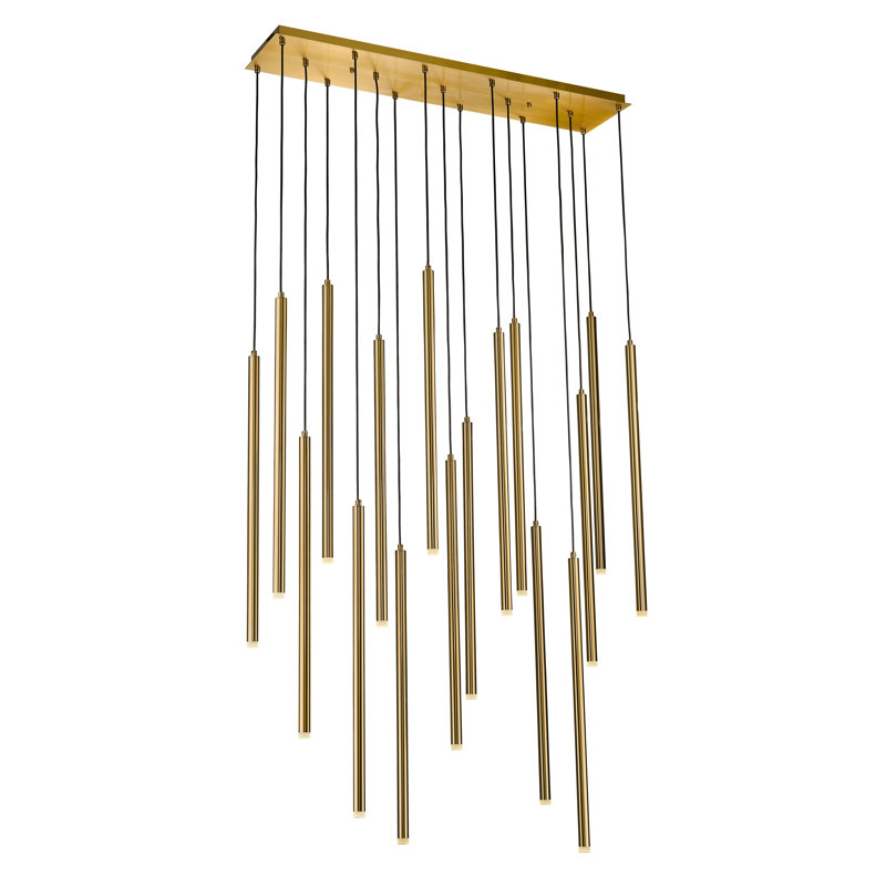 Luminaire suspendu cylindrique 17 lumières, Laiton antique