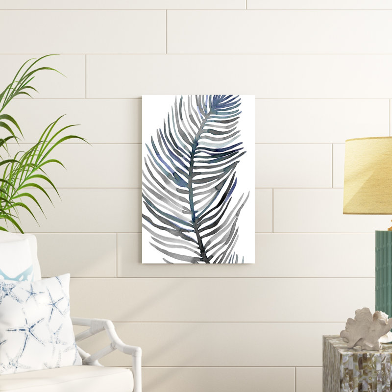 " Blue Feathered Palm III ", 30" H x 20" W x 1.25" D
