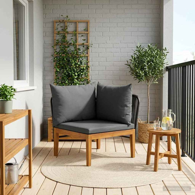 70 cm W Patio Sofa with Cushions, Anthracite