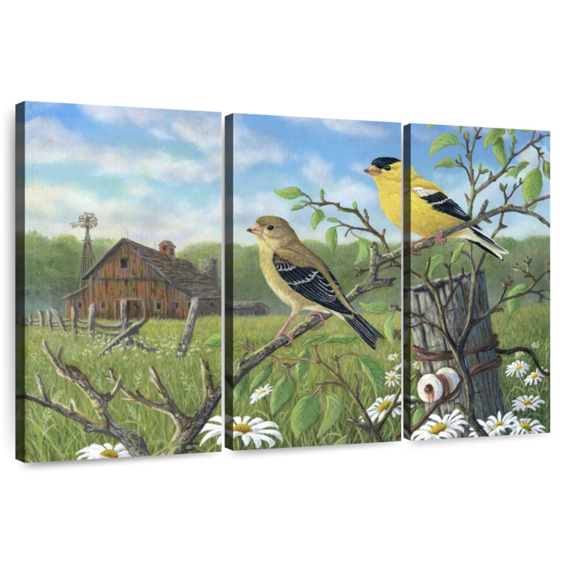 Brampt Golden Moment Finches, 36" H x 57" W