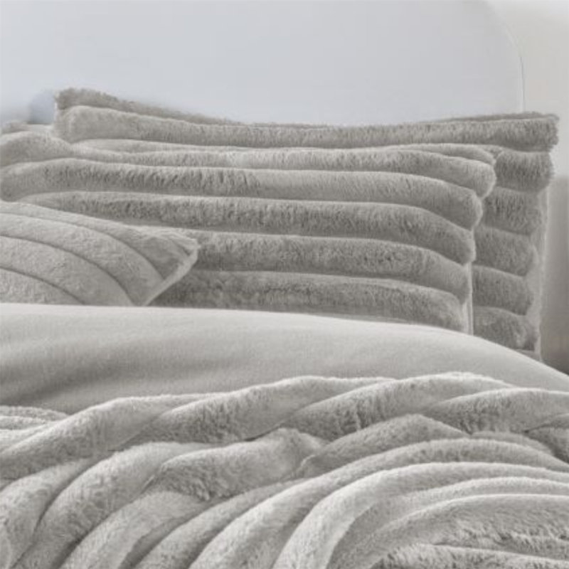 Kampala Hill Big Cord Teddy Blush Duvet Cover Set Bedding Set, King Duvet Cover  + 2 Standard Pillowcases, Grey
