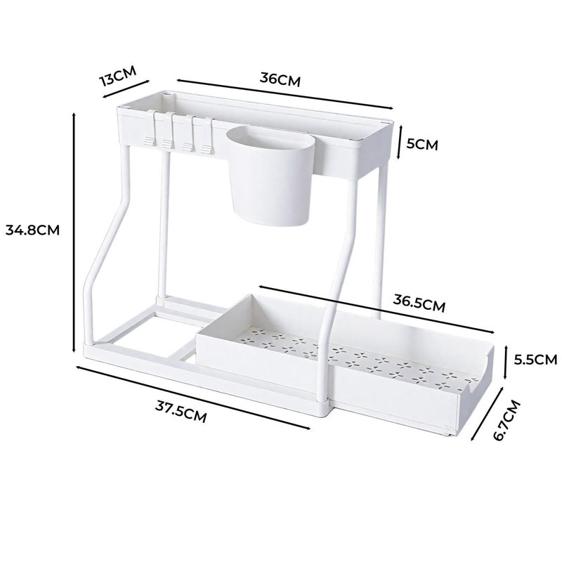 Stainless Steel Under Sink Organiser, White