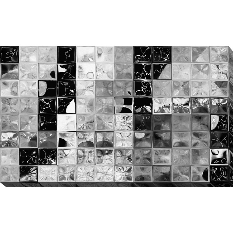 «Shades of Graytile Mosaic», reproduction d'art sur toile encadrée, Toile tendue, H 24 po x l 40 po x P 1,5 po