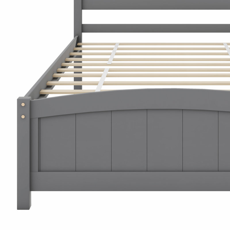 Platform Bed With Headboard And Footboard., Gray