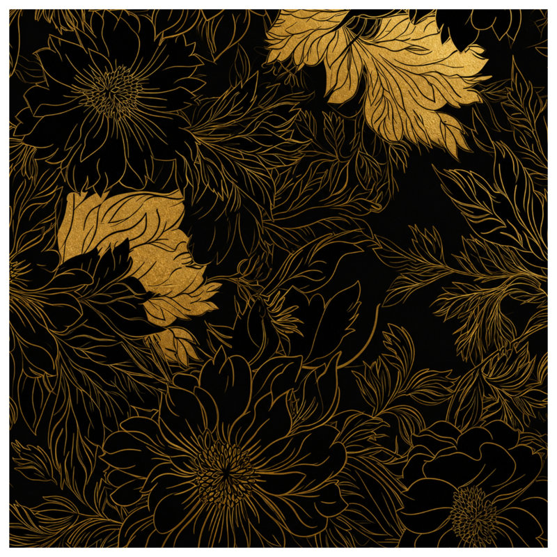 Tapisserie murale dorée à motif floral - décoration murale florale, H 104 po x 88 avec 4 œillets