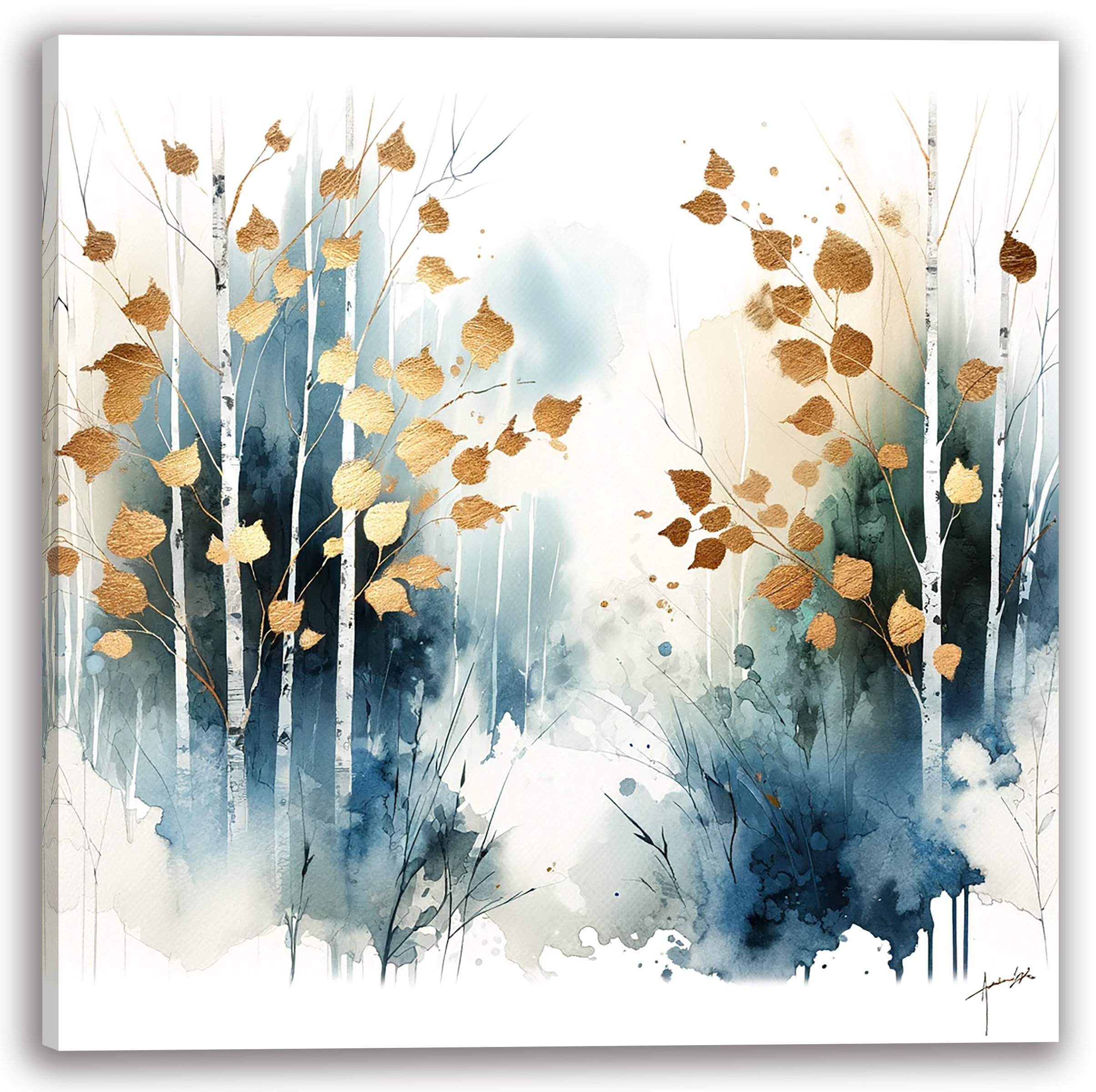 Wrought Studio Whispers of Gold Birch Canvas Wall Art Wayfair