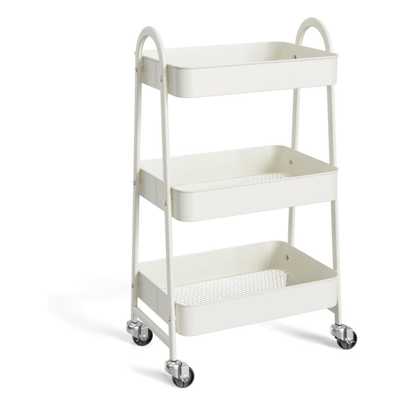 Petit chariot roulant à 3 niveaux, organisateur de rangement en métal, chariot de salle de bain de cuisine, tablettes de bureau