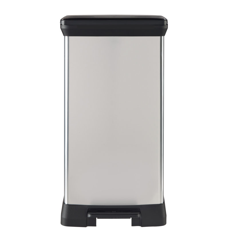 Decobin Waste Bin 50L With Foot Pedal Silver Metallic