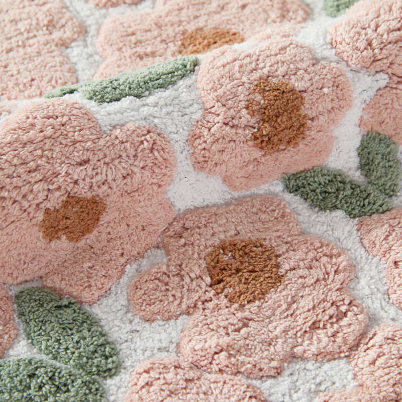 100% Cotton Pattern Bath Mat in Blossoms, Pink Blossoms, 34 in x 21 in