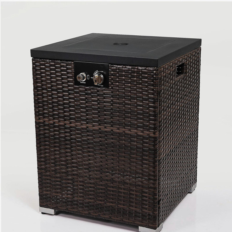 Wicker Fire Pit Column with Glass Windscreen