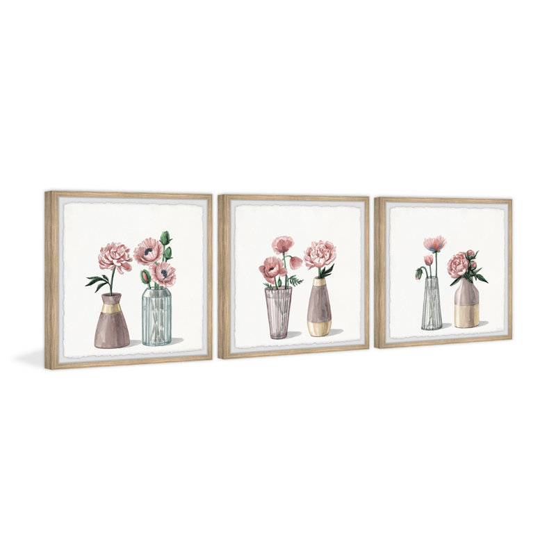 «I Picked Pe pivoines», ensemble de 3 cadres photo, L 24 po x H 24 po