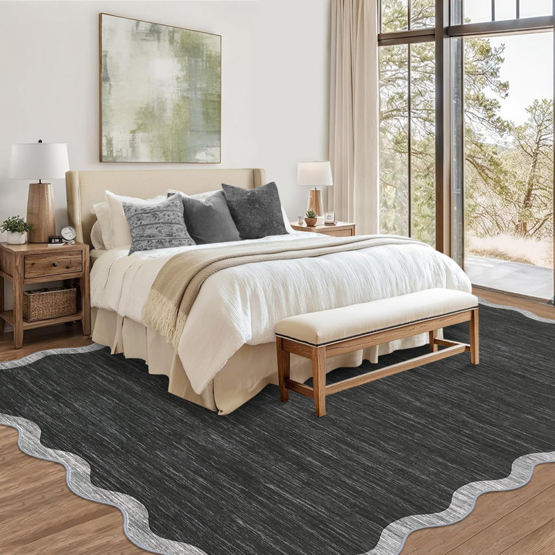 Abstract Machine Printed Area Rug, Gray, Rectangle 80 x 150 cm