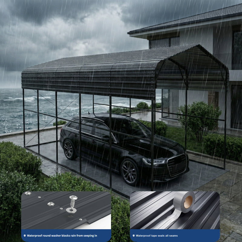 14 x 20 FT Heavy Duty Metal RV Carport, Galvanized Steel Outdoor Carport with Durable Roof, Wind & Snow Resistant 2-Car Shelter for RV, SUV, Truck, Boat & Outdoor Storage
