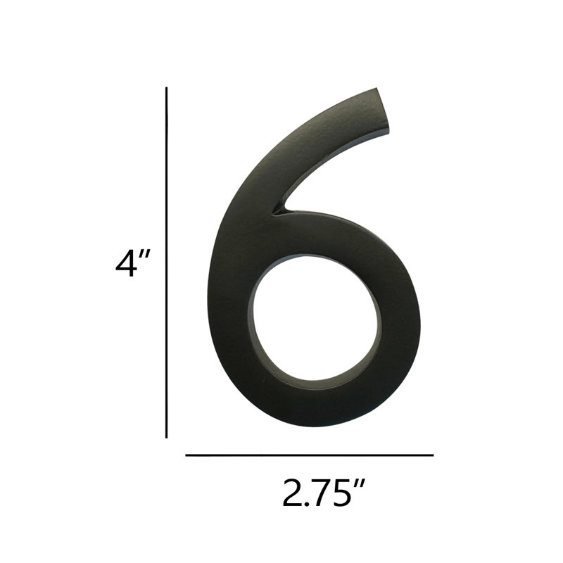 4'' H Weather Resistant Aluminum House Number, 6
