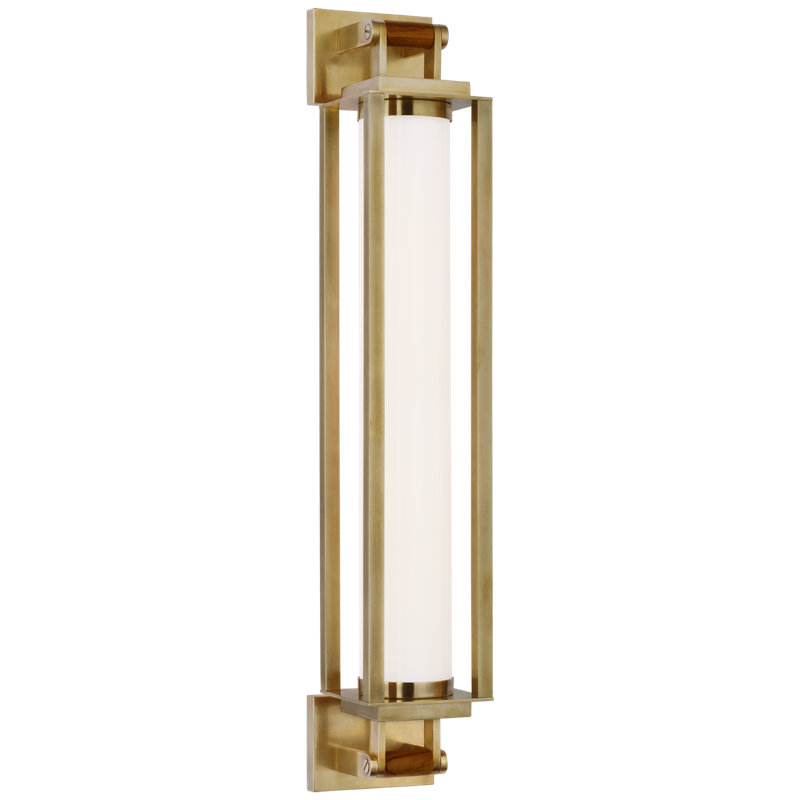 Keira 1 - Light LED Armed Sconce, 24" H x 4" W x 6" D, Natural Brass/Teak