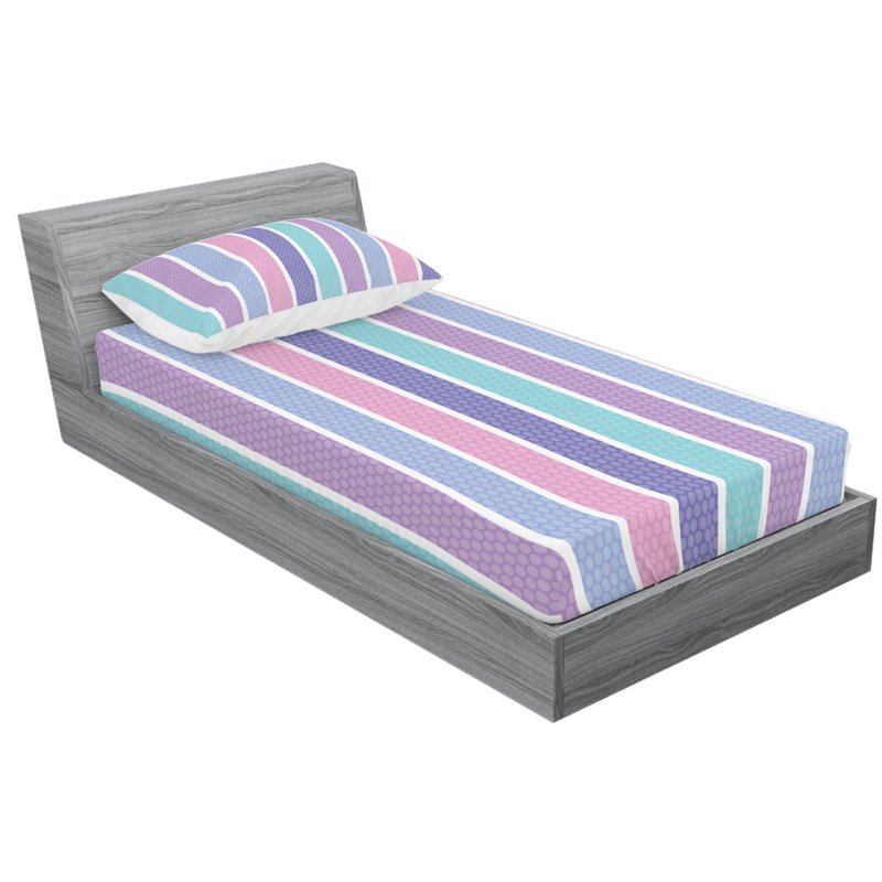 Microfiber Striped Sheet Set, Purle/Pink/Turquoise Striped, Twin XL Sheet Set with Fitted Sheet