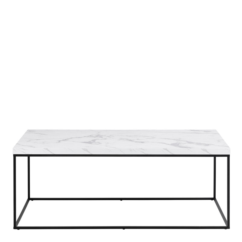 Barossa Coffee Table with Marble Top & Black Steel Base 110x55x45cm, White Marble