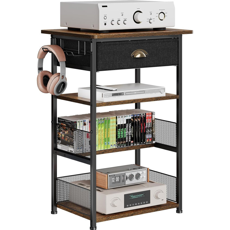 4-Tier AV Media Stand with Drawer