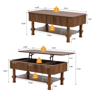 Table basse à plateau relevable Farmhouse