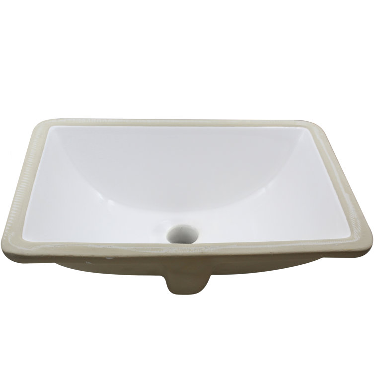 Novatto 18.25'' White Porcelain Rectangular Bathroom Sink with Overflow