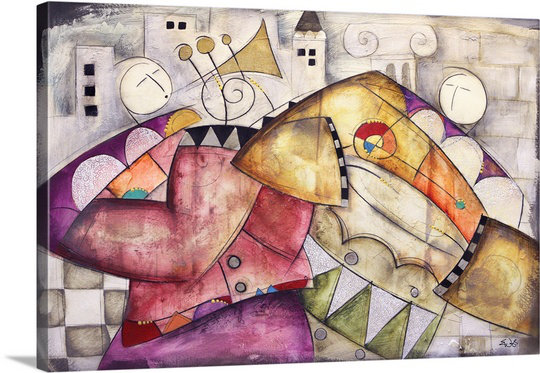 «Antique City Jazz II Trumpet Congo» par Eric Waugh, reproduction d'art sur toile, H 32 po x l 48 po x P 1,25 po