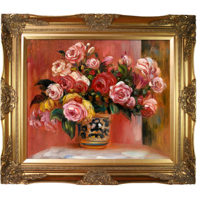 «Roses in a Vase» par Pierre-Auguste Renoir - Peinture sur toile