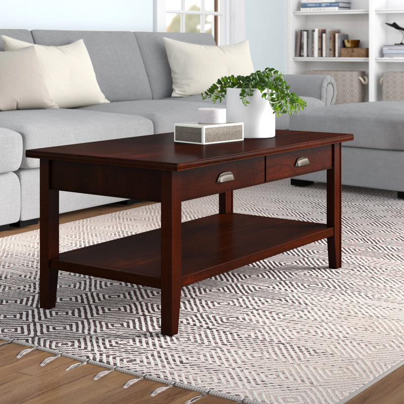 Laurent Solid + Manufactured Wood Coffee Table, Chocolate Cherry