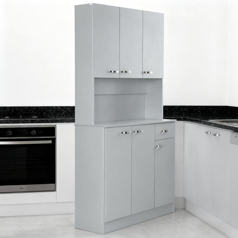 Grand garde-manger gris avec micro-ondes Stan
