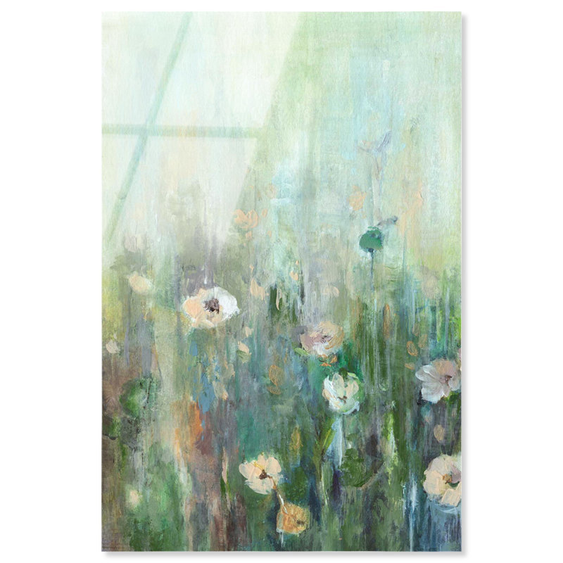 Harmony Green I, art floral abstrait acrylique par Art Remedy, prêt à être accroché, H 30 po x l 20 po