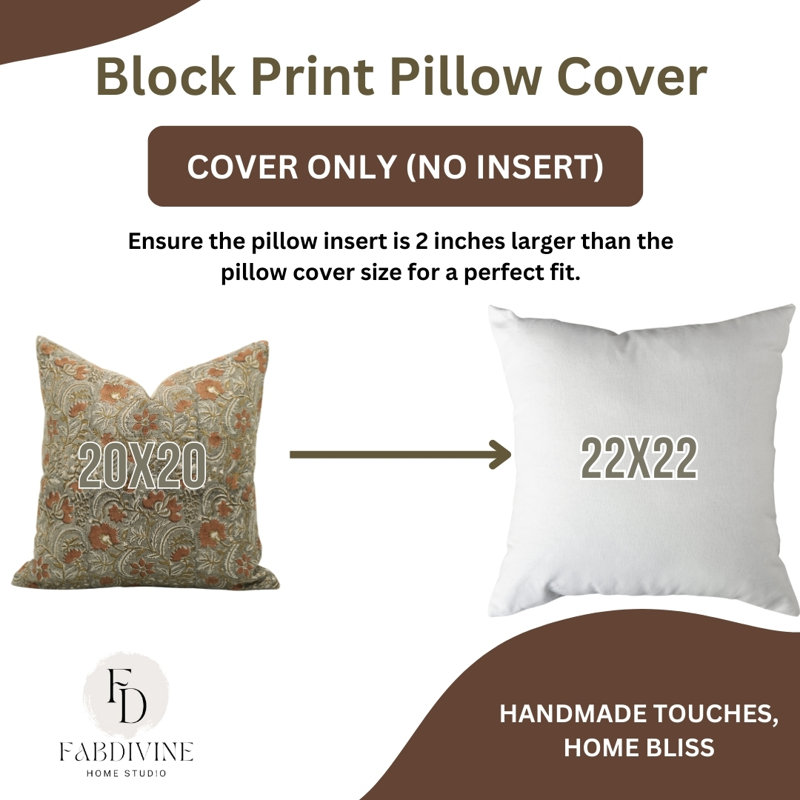 Linen Square Pillow Cover, 20"H x 20"W, Orange Floral 3