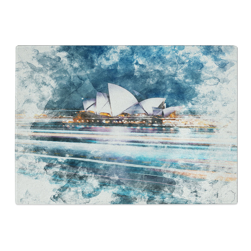 Tempered Glass Sydney Opera House Lights Chopping Board, 28.5 cm x 39 cm