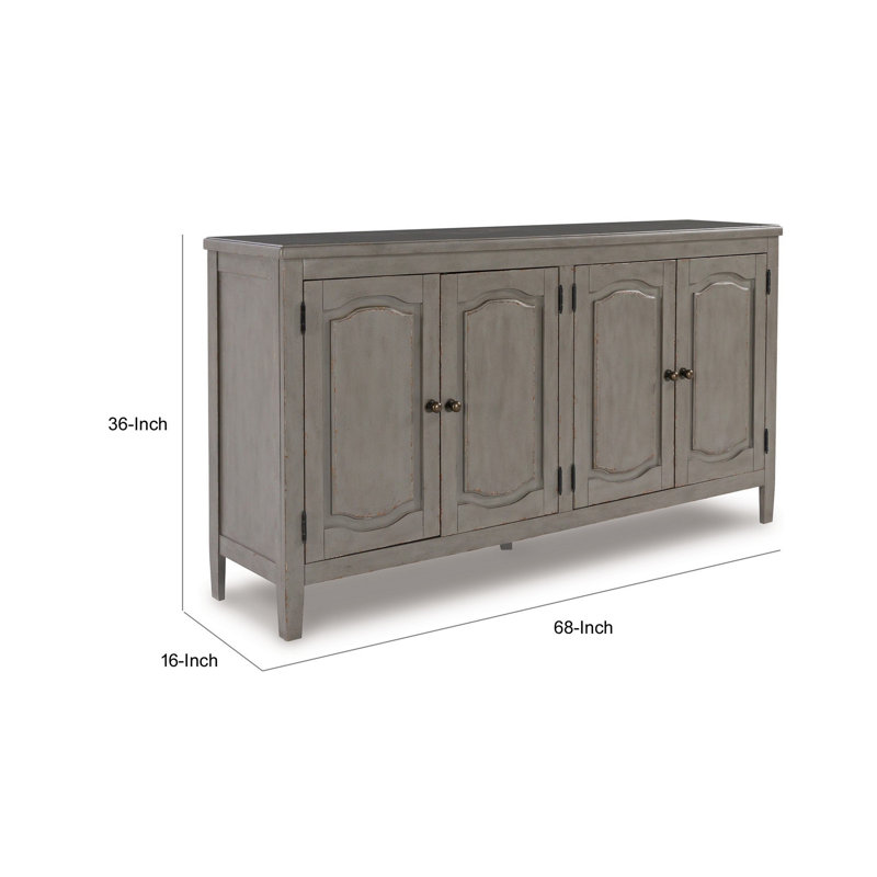 Antique Gray 68'' Traditional Sideboard with Adjustable Shelving