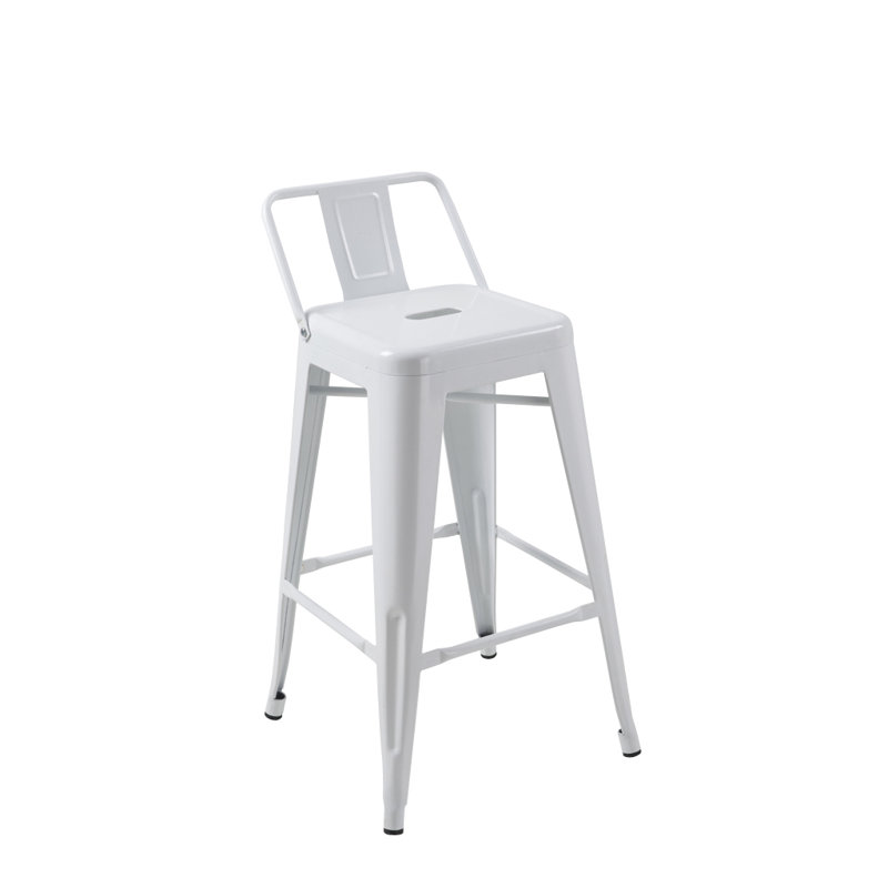 Perry Upholstered Counter Stool with Metal Frame, White